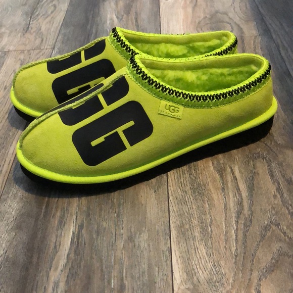 NEW! UGG Tasman Chopd Suede Key Lime Wool Sheepskin Slippers 1128195 Mens - Picture 2 of 4